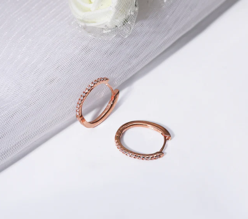 Rose Gold Shining Hoop Earrings