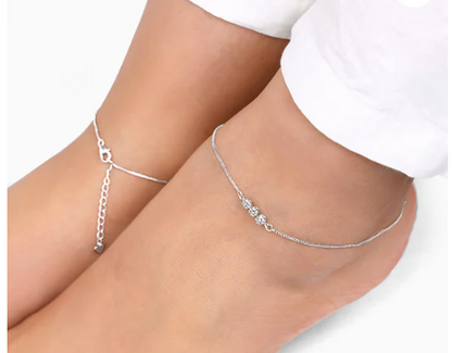 Silver Triple Flora Anklet