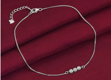 Silver Triple Flora Anklet