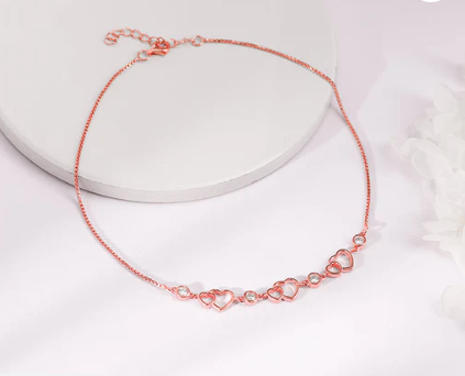 Rose Gold Heart Anklet